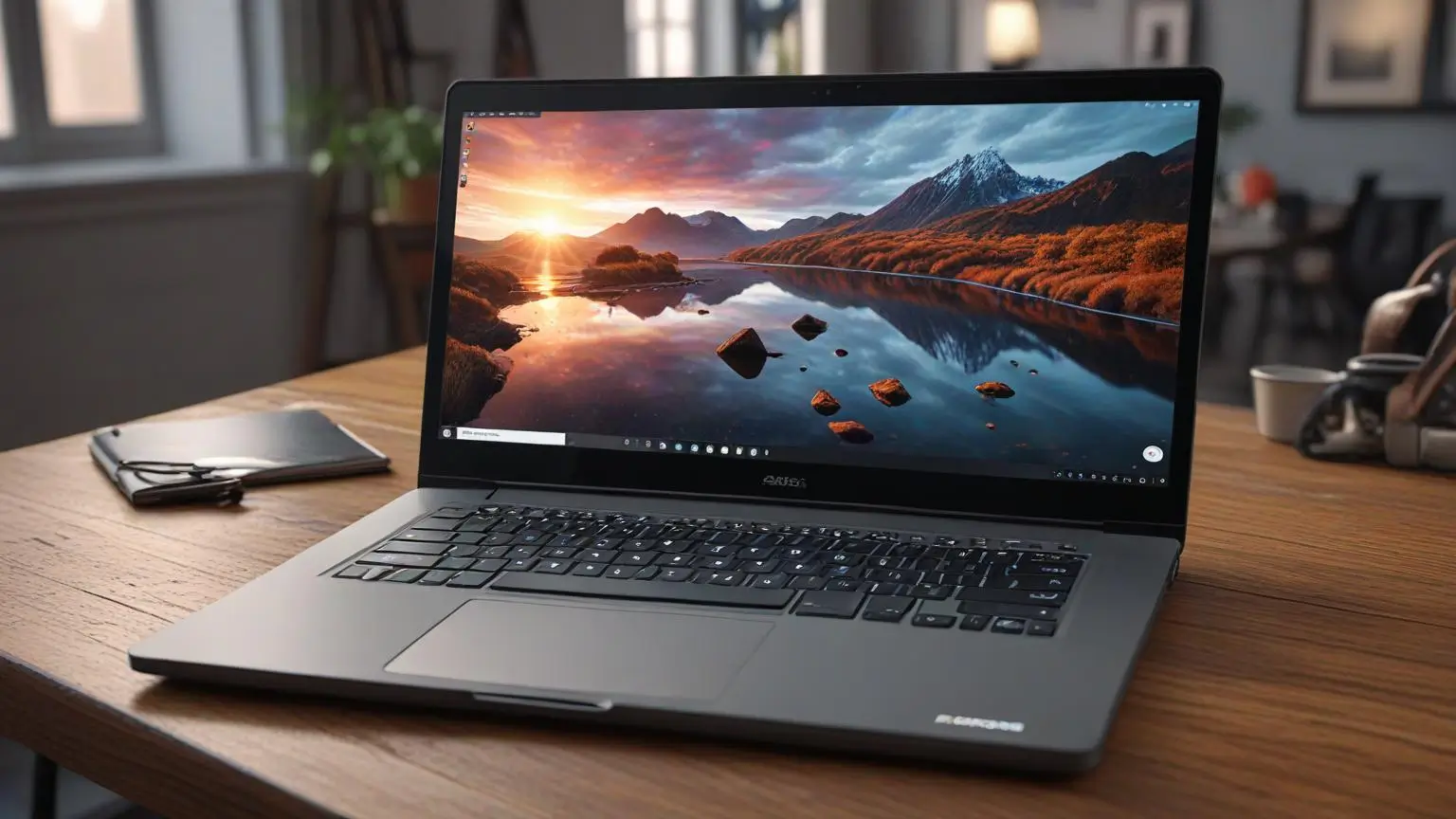 um notebook com um software