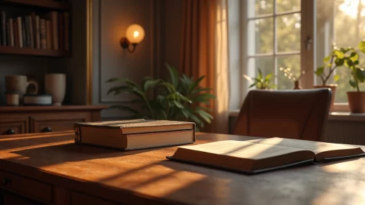 Pirâmide detalhada de seis etapas sob luz suave em ambiente elegante de escritório moderno